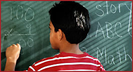 Boy at chalkboard
